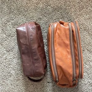 Leather travel grooming kit bags